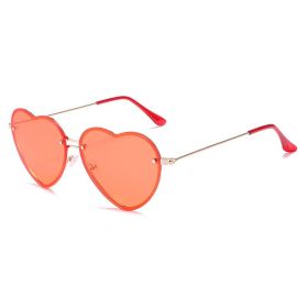 Lovely love cut edge rimless sunglasses (Colour: Gold framed red tablet)