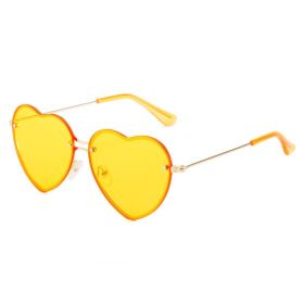 Lovely love cut edge rimless sunglasses (Colour: Gold framed yellow tablet)