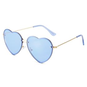 Lovely love cut edge rimless sunglasses (Colour: Gold framed blue sheet)