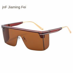 one-piece rimmed personality letters Cross border sunglasses (Colour: C4 tea frame tea slice)