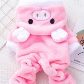 Piggy Shaped Winter Warm Flush Clothes For Doggy (Color: pink, Size: XS)