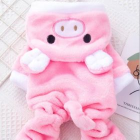 Piggy Shaped Winter Warm Flush Clothes For Doggy (Color: pink, Size: S)