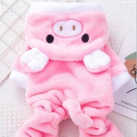 Piggy Shaped Winter Warm Flush Clothes For Doggy (Color: pink, Size: XL)