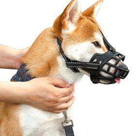 Dog Muzzle Prevents Chewing & Biting; Basket Allows Panting-Drinking (Color: Reflective black, Size: No. 2)