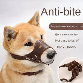 Mouth mask; anti-barking; anti-bite; dog mouth cover (Colour: Brown mouthpiece, Size: L)