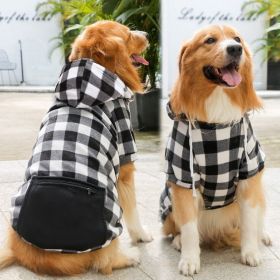 Classic Plaid Sweater Hat & Pocket (Colour: Zipper pocket coat black and white, Size: 3XL (chest circumference 70, back length 55cm))