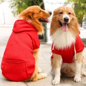 Classic Plaid Sweater Hat & Pocket (Colour: Big dog zipper pocket sweater pure red, Size: 2XL (chest circumference 60, back length 42cm))