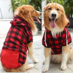 Classic Plaid Sweater Hat & Pocket (Colour: Zipper pocket coat with red and black plaids, Size: 4XL (chest circumference 82, back length 62cm))