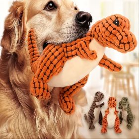 1 Random Color Stuffed Dinosaur Dog Sounding, Training, chew toy (Color: Brown, Size: 9.84 inch)