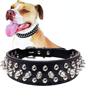 Leather Spiked Studded Dog Collar w/ Squeak Ball (Color: Red, Size: XS(8.3"-10.6" / 21cm-27cm))