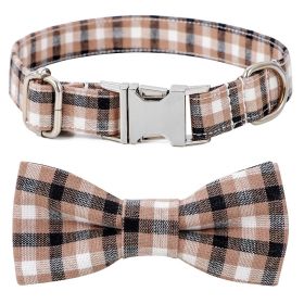 Plaid Dog Collar w/ Bow Adjustable Soft & Comfy Bowtie (Colour: Style 4, Size: XS 1.0x30cm)