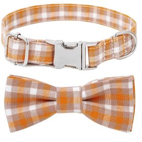 Plaid Dog Collar w/ Bow Adjustable Soft & Comfy Bowtie (Colour: Style 2, Size: XS 1.0x30cm)