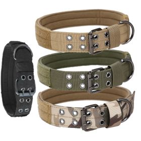 Golden haired horse dog Fierce dog collar with D-Ring & Buckle (Colour: Army green, Size: L)