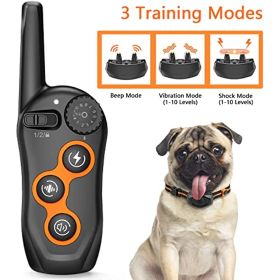 Dog Training Shock Collar w/ Remote Range 1300ft; 3 Training Modes (Color: 1 receptore set)