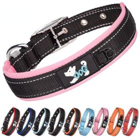 Dog collar; diving cloth reflective nylon collar (Specification (L * W): S 2.0*(28-38)CM, Colour: Black ribbon)