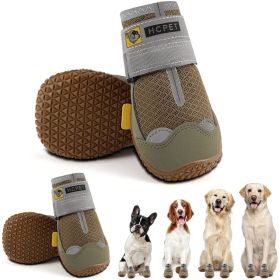 Dog Shoes; Anti-Slip, Protector for Hot Pavement/ Winter Snow (Color: Khaki-waterproof, Size: #5 (width 2.16 inch) for 40-58 lbs)