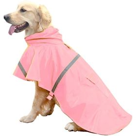 Rain Poncho Jacket w/ Reflective Hoodie (Color: D4-Pink, Size: [XXL])