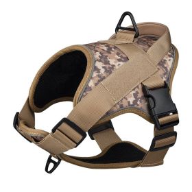 Dog Harness; training tactical chest strap; explosion-proof impulse traction (Specification (L * W): M, Colour: Yellow camouflage)