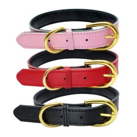 Wide Leather Dog Collar; Soft Padded Adjustable Tactical (Specification (L * W): M 42*2.0cm, Colour: Black)