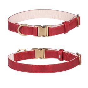 Leather Dog Collar Soft Padded Adjustable Durable Metal Buckle (Colour: Leather, Size: M code)