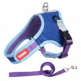 Suede Dog Chest Strap Saddle Vest Style Reflective Strap (Specification (L * W): M, Colour: Blue)