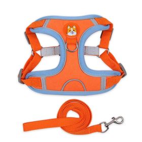 Harnesses & Leash Set; Chest Strap Vest Dog Reflective Towing Rope (Specification (L * W): S, Colour: orange)