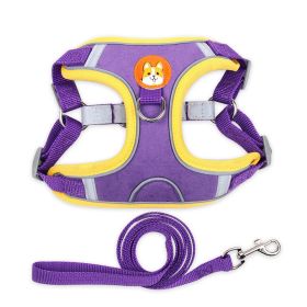 Harnesses & Leash Set; Chest Strap Vest Dog Reflective Towing Rope (Specification (L * W): XL, Colour: purple)