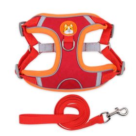 Harnesses & Leash Set; Chest Strap Vest Dog Reflective Towing Rope (Specification (L * W): M, Colour: red)