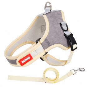 Suede Dog Chest Strap Saddle Vest Style Reflective Strap (Specification (L * W): L, Colour: grey)