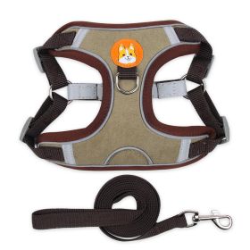 Harnesses & Leash Set; Chest Strap Vest Dog Reflective Towing Rope (Specification (L * W): XL, Colour: Brown)