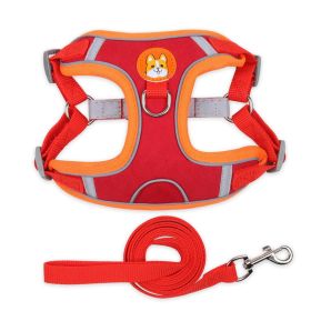 Harnesses & Leash Set; Chest Strap Vest Dog Reflective Towing Rope (Specification (L * W): XL, Colour: red)