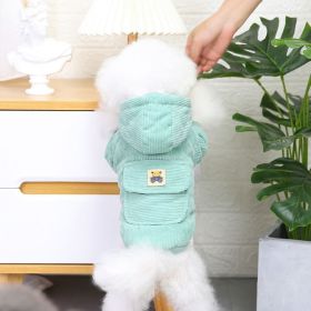 Plush corduroy pull loop two leg cotton padded autumn winter coat (Colour: Starter Edition - Green, Size: XXL)