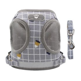 Dog Harnesses & leash set; Towing Rope Vest (Specification (L * W): XL, Colour: Grey lattice)