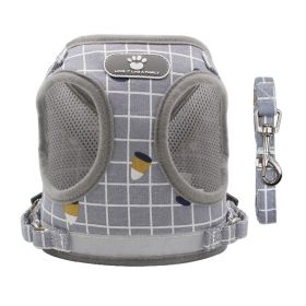 Dog Harnesses & leash set; Towing Rope Vest (Specification (L * W): S, Colour: Grey lattice)