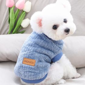 Warm Winter Plush Dog Sweater Knitwear Vest (Color: Navy Blue, Size: L)