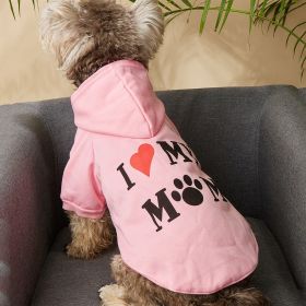 I Love My Mom Dog Hoodie Shirt (Color: pink, Size: S)