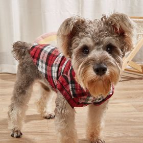 Classic Plaid Polo Dog T-Shirt (Color: Red, Size: S)