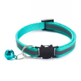 Reflective Dog Nylon Collar w/ Bell Neck Adjustable (Color: MINT, Size: M)