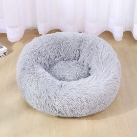 Dog Bed Super Soft Washable Long Plush/ Velvet Mats Sofa For Basket (Color: Light Gray, Size: 70cm)