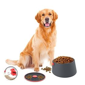 Lick Mat & Slow Feeder Dog Bowl Set (Color: Red)