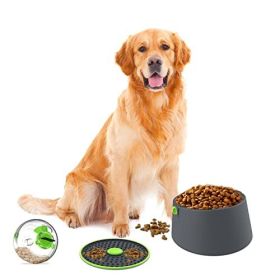 Lick Mat & Slow Feeder Dog Bowl Set (Color: Green)