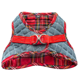 Step-In Denim Dog Harness - Red Plaid (Color: Red Plaid, Size: XS)