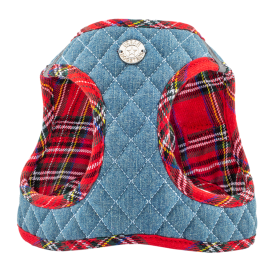 Step-In Denim Dog Harness - Red Plaid (Color: Red Plaid, Size: Small)