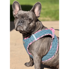 Step-In Denim Dog Harness - Pink Plaid (Color: Pink Plaid, Size: Small)