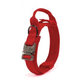 Tactical Military Dog Collar Heavy Duty Metal Buckle (Color: Red, Size: XL)