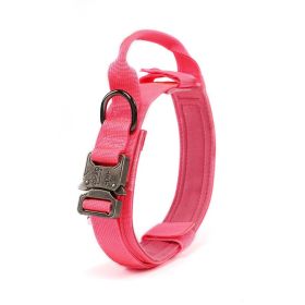 Tactical Military Dog Collar Heavy Duty Metal Buckle (Color: pink, Size: XL)