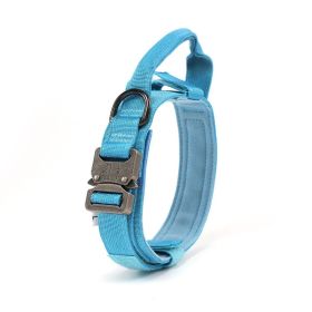 Tactical Military Dog Collar Heavy Duty Metal Buckle (Color: Blue, Size: XL)