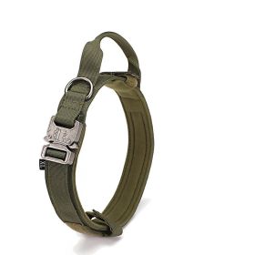 Tactical Military Dog Collar Heavy Duty Metal Buckle (Color: Green, Size: L)