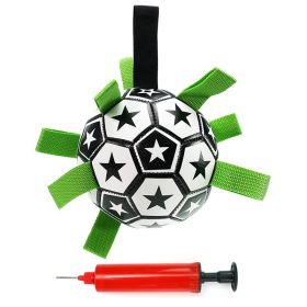 Dog Soccer Ball Toys with Straps, Interactive for Tug of War (Color: Black and white, Size: M)