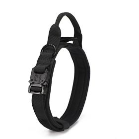 Tactical Military Dog Collar Heavy Duty Metal Buckle (Color: Black, Size: L)